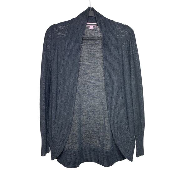 Lilly Pulitzer Women's Small Amalie Open Front Cardigan Black Lightweight Basic - Picture 1 of 5